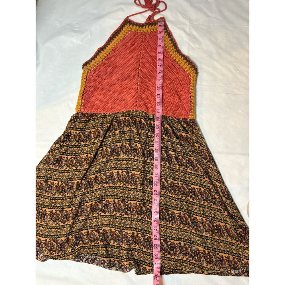 American Rag XL Columbus Crochet Halter Top Dress Boho Tunic Paisley Shirt - Picture 9 of 13